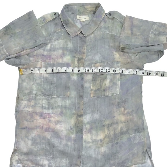 Silence + Noise Semi Sheer Muted Watercolor Button Down Blouse sz S - Picture 9 of 15
